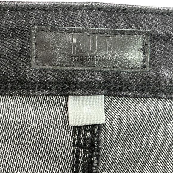Kut From The Kloth Jeans Women 16 Black Stretch Mid Rise Wide Leg NEW - Picture 9 of 12